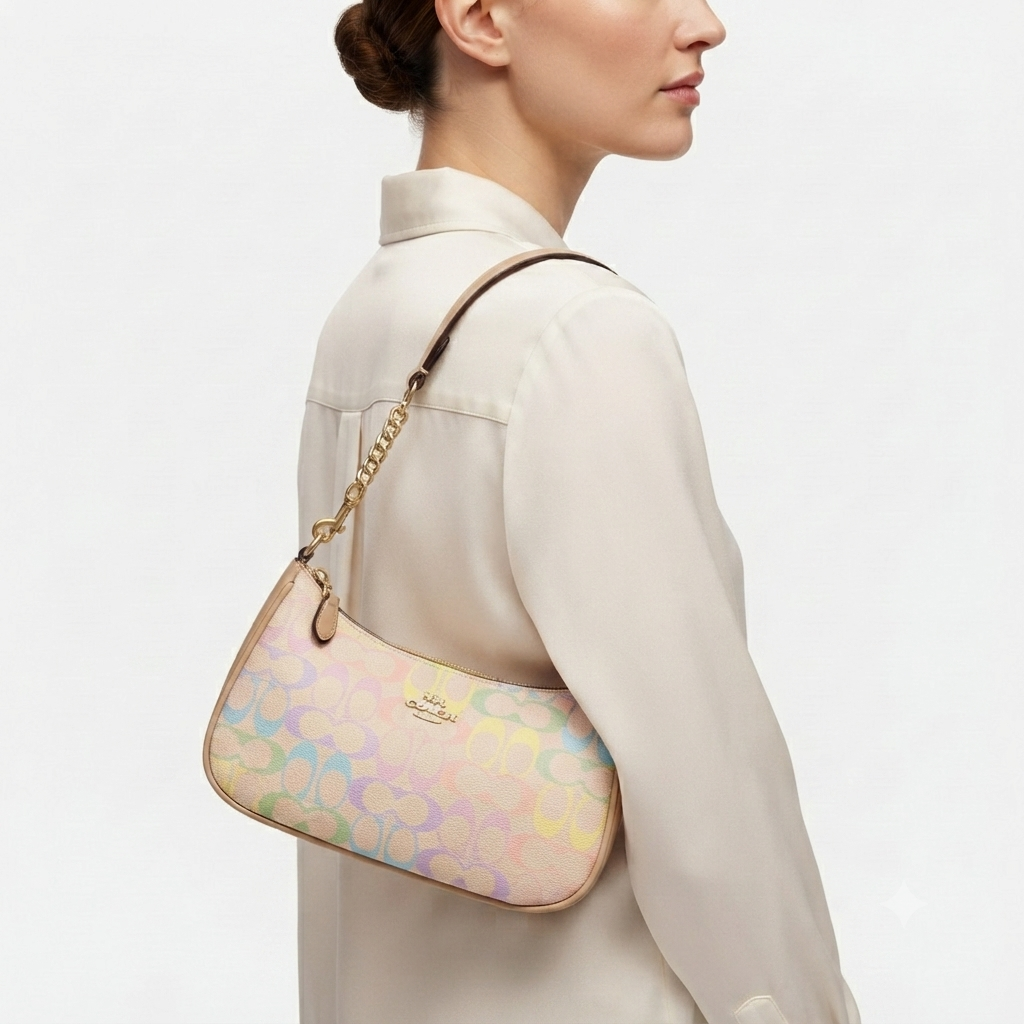 Coach Pastel Signature Monogram Shoulder Bag 🌸✨👜