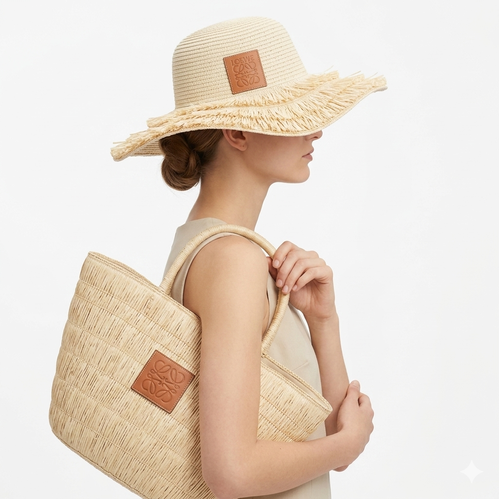 Loewe Beige Straw Tote Bag ☀️🌾 Chic Summer Essential
