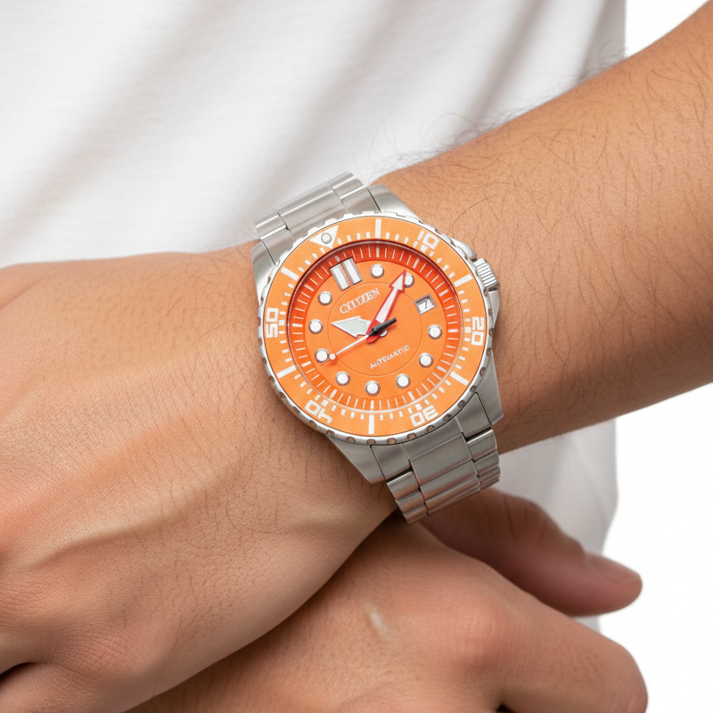 Citizen Automatic Orange Dive Watch Stainless Steel Bracelet 🍊💦⏱️
