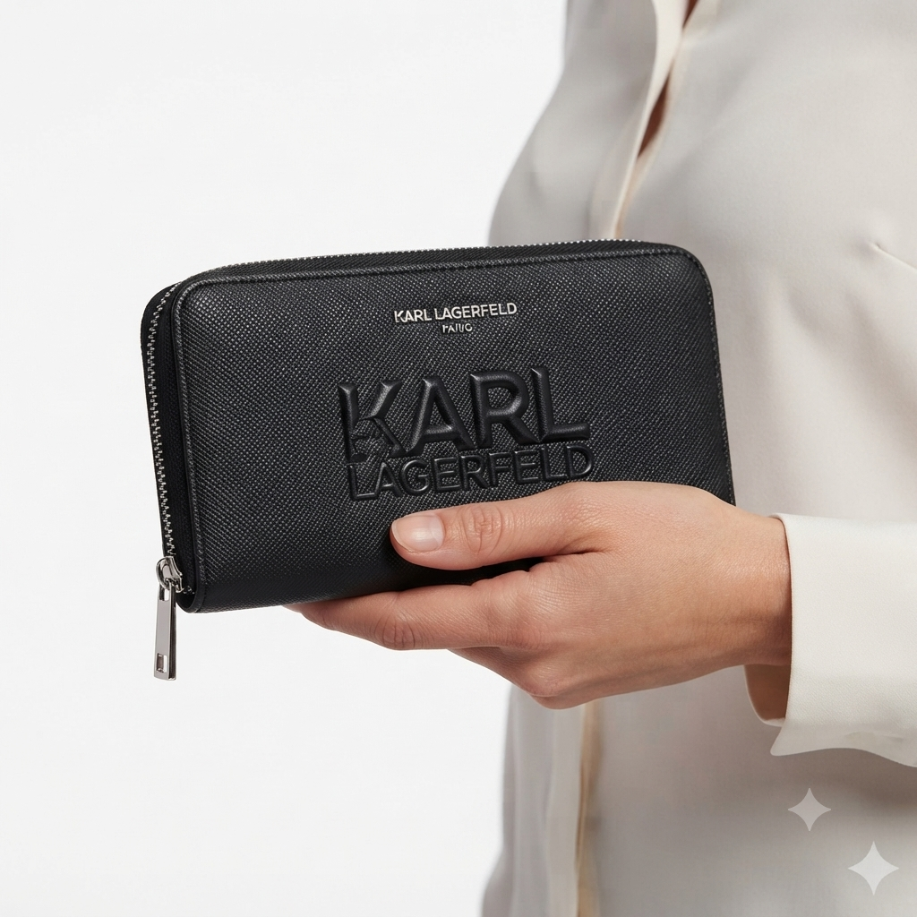 Karl Lagerfeld Signature Black Zip Wallet 🖤👜