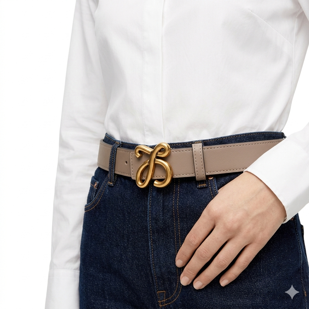 Loewe Anagram Buckle Leather Belt in Taupe and Black 🥨✨👜