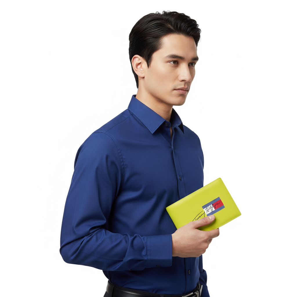 🍋 Tommy Hilfiger Leather Wallet in Vibrant Neon Yellow 🎁