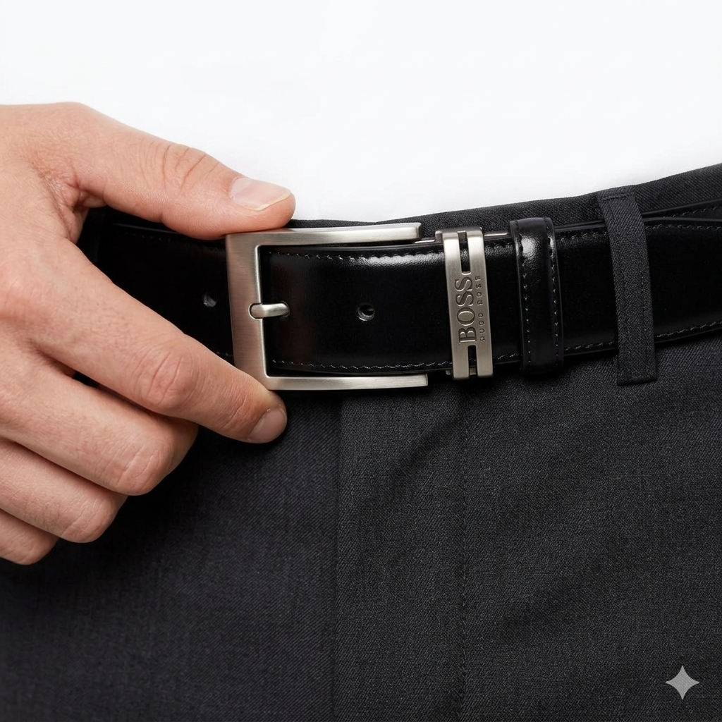 Hugo Boss Men’s Reversible Leather Belt Gift Set with Interchangeable Buckles 💼🐂✨