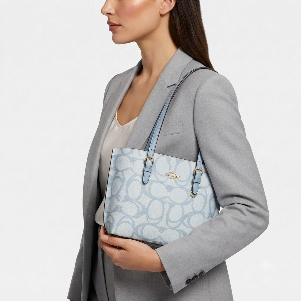 Coach Signature Light Blue Tote Bag 👜✨