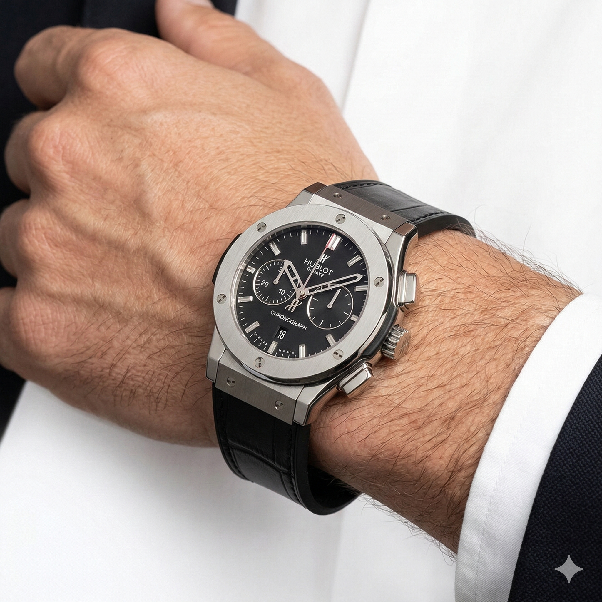 HUELOT Swiss-Design Black Chronograph Watch 🖤