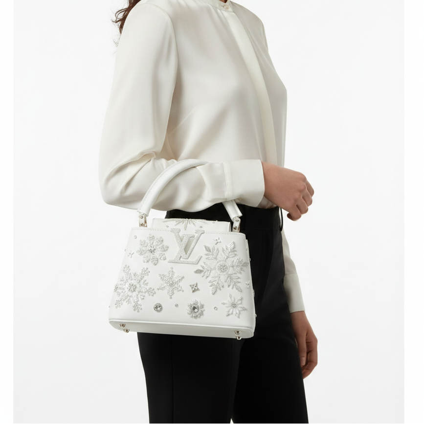 Louis Vuitton Capucines Snowflake Embellished Leather Handbag ❄️✨👜