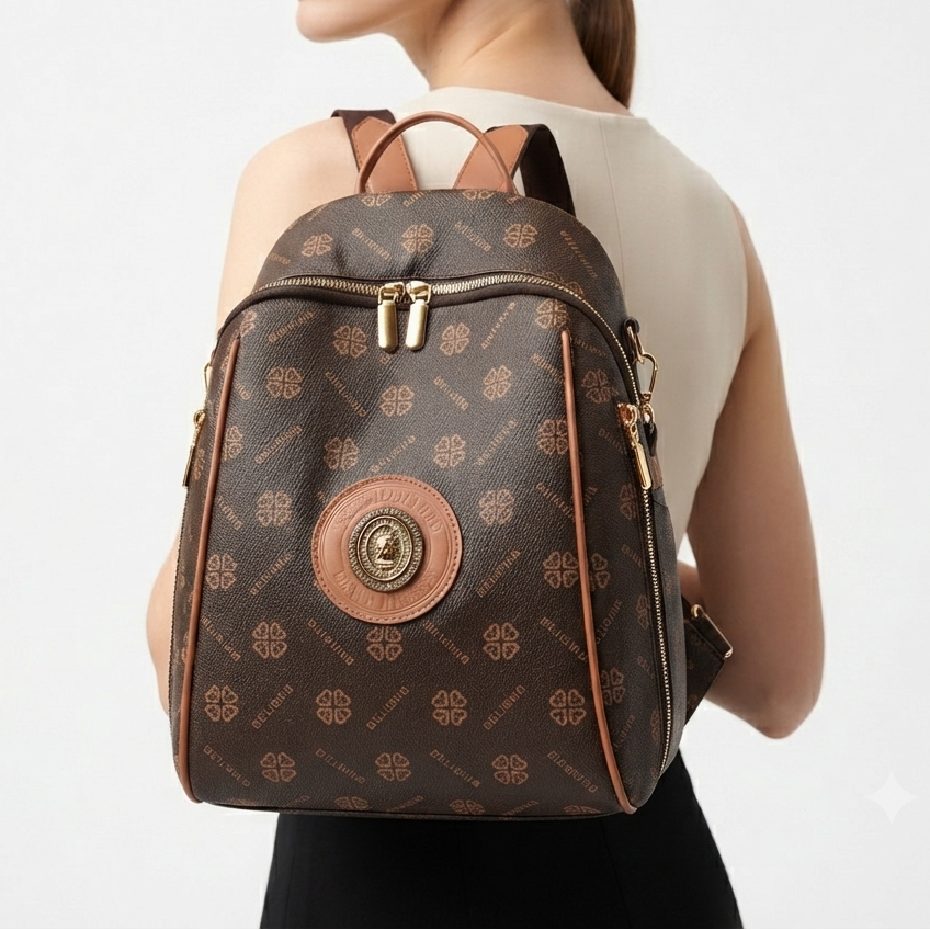 Meixing Patterned Convertible Brown Backpack