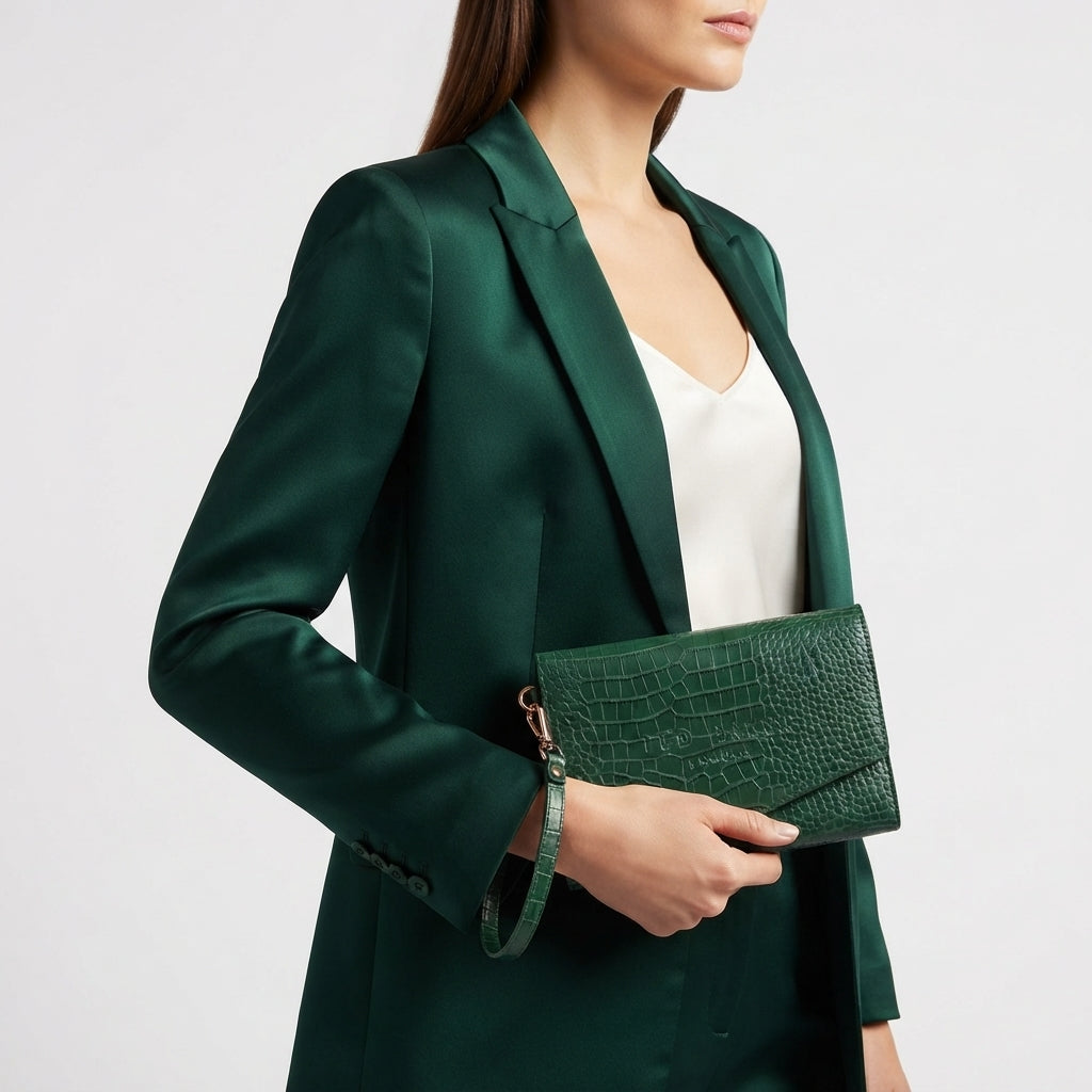 Ted Baker Crocodile Embossed Envelope Clutch in Burgundy