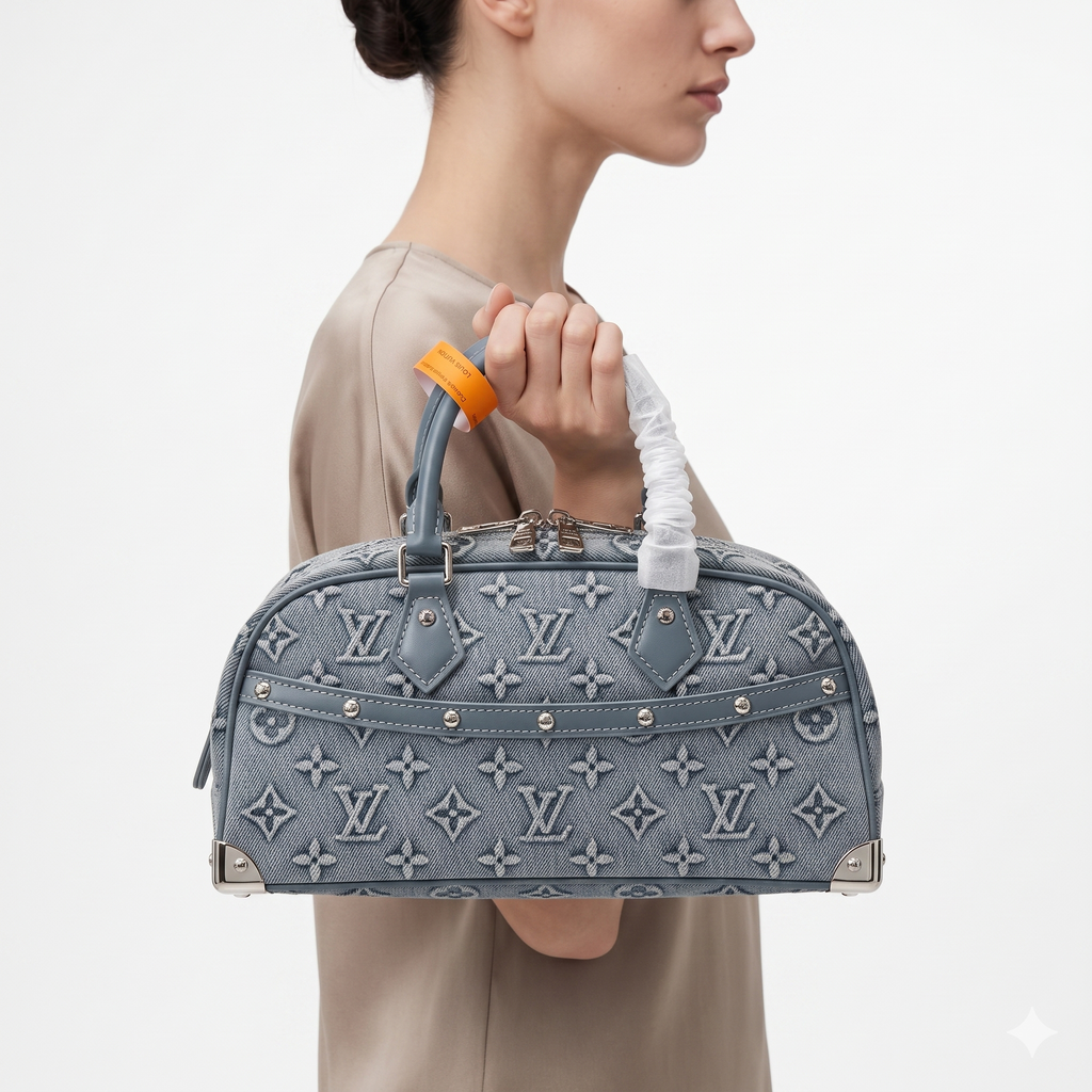 Louis Vuitton Denim Monogram Handbag with Bow Detail 👜💙