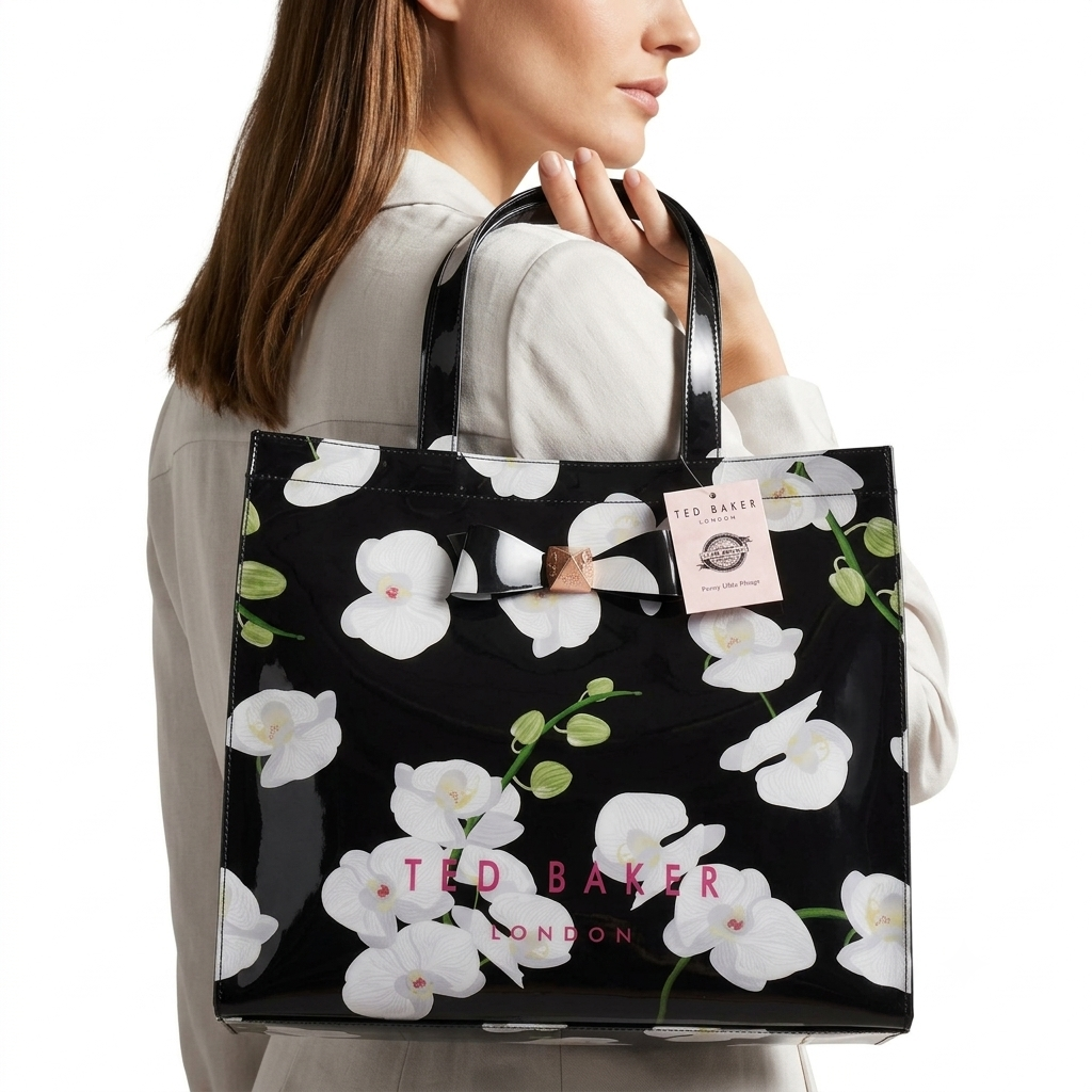 Ted Baker Floral Mirror Tote Bag in Black and White 🌸👜