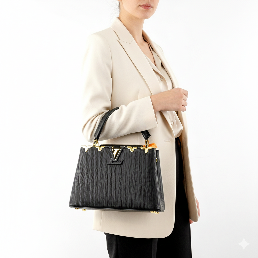 Louis Vuitton Capucines Leather Handbags with Gold Hardware 👜✨🖤