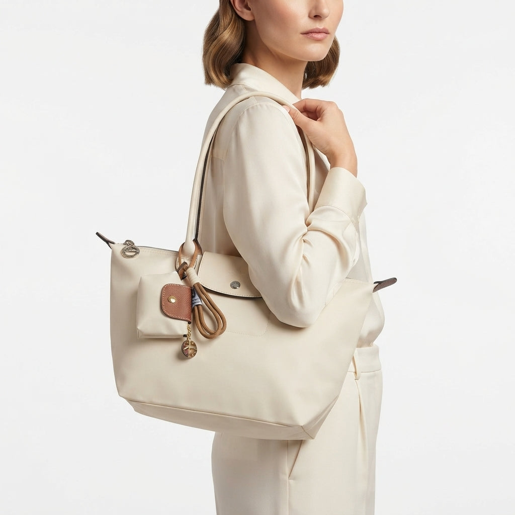 Longchamp Soft PU Leather Original Tote Bag with Coin Purse Charm