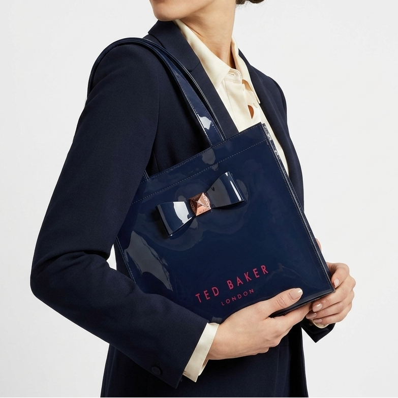 Ted Baker London Navy Bow Tote Bag in Glossy Silicone 🎀👜
