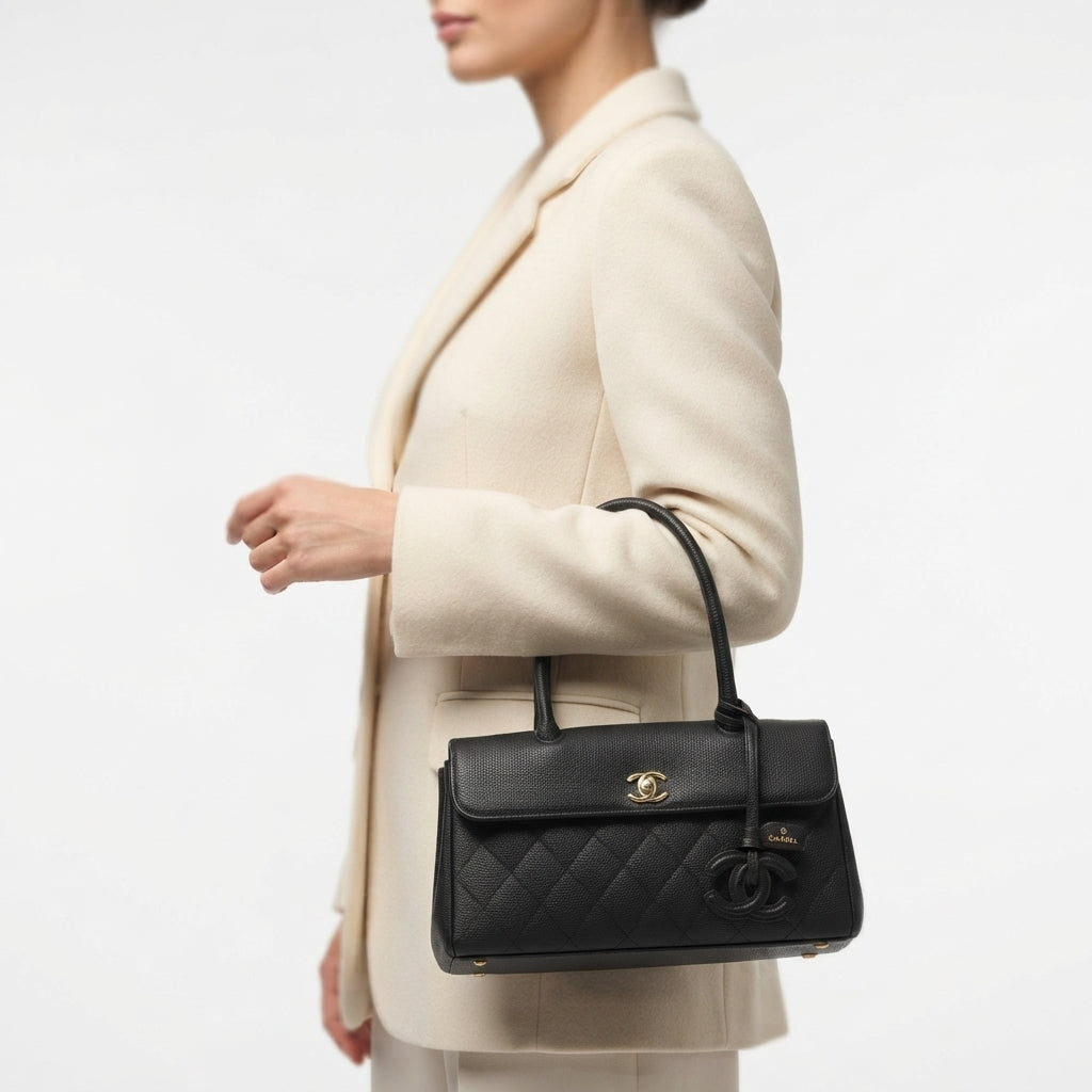 Chanel Master Quality Leather Handbag with Logo Charm