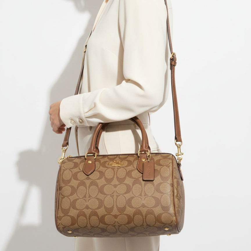 Coach Signature Rowan Satchel in Khaki and Saddle 👜✨💼