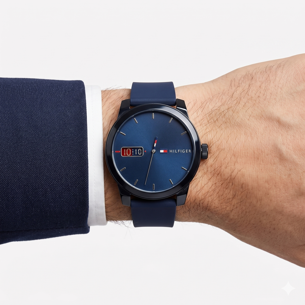 Tommy Hilfiger Black Dial Watch ⌚⚫🔵