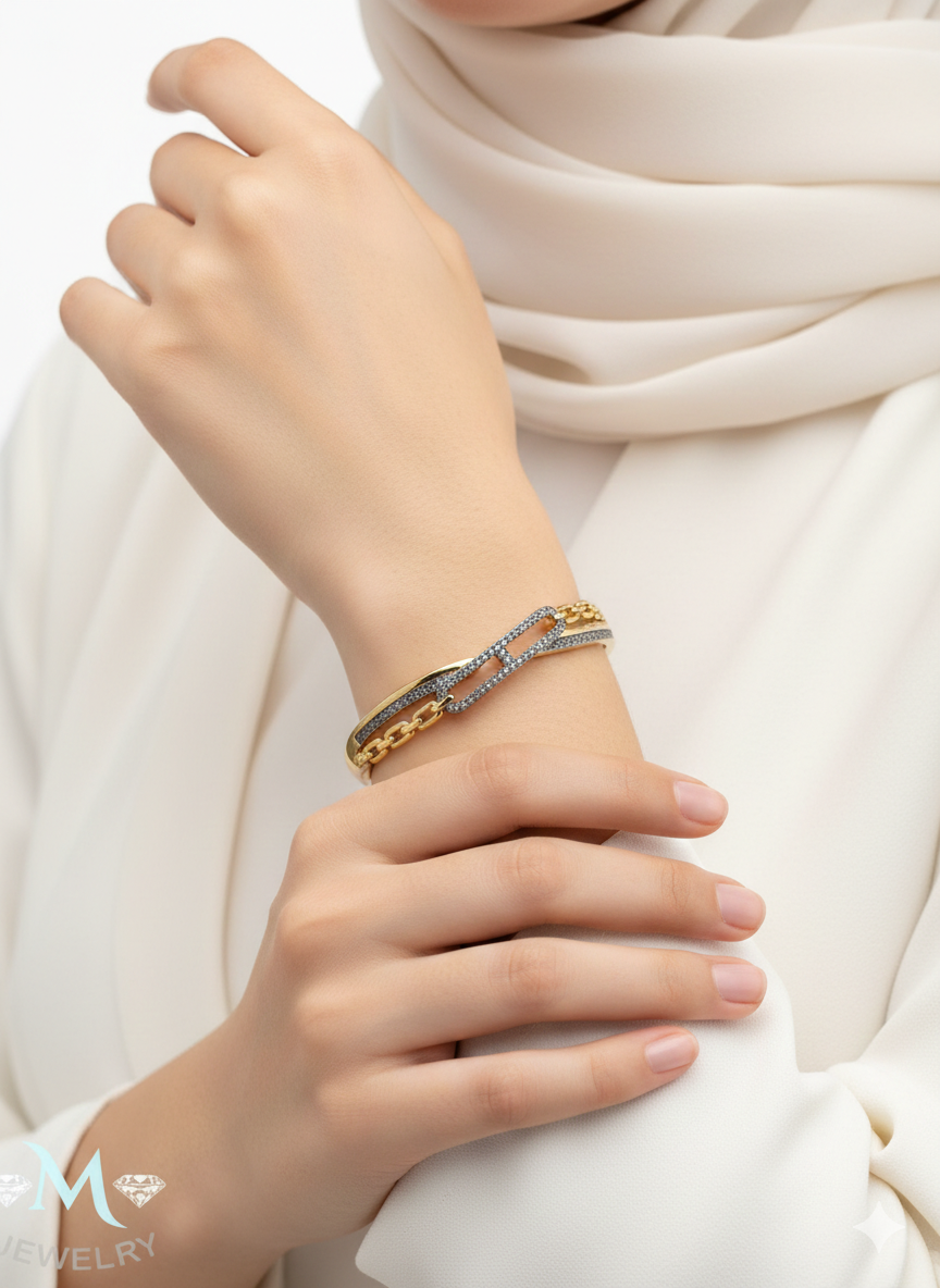 Jewelry Diamond Pave Link Bracelet 💎✨🔗