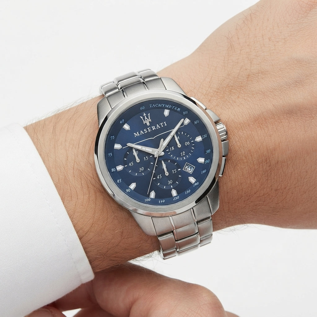 Maserati Men's Chronograph Watch with Blue Dial and Stainless Steel