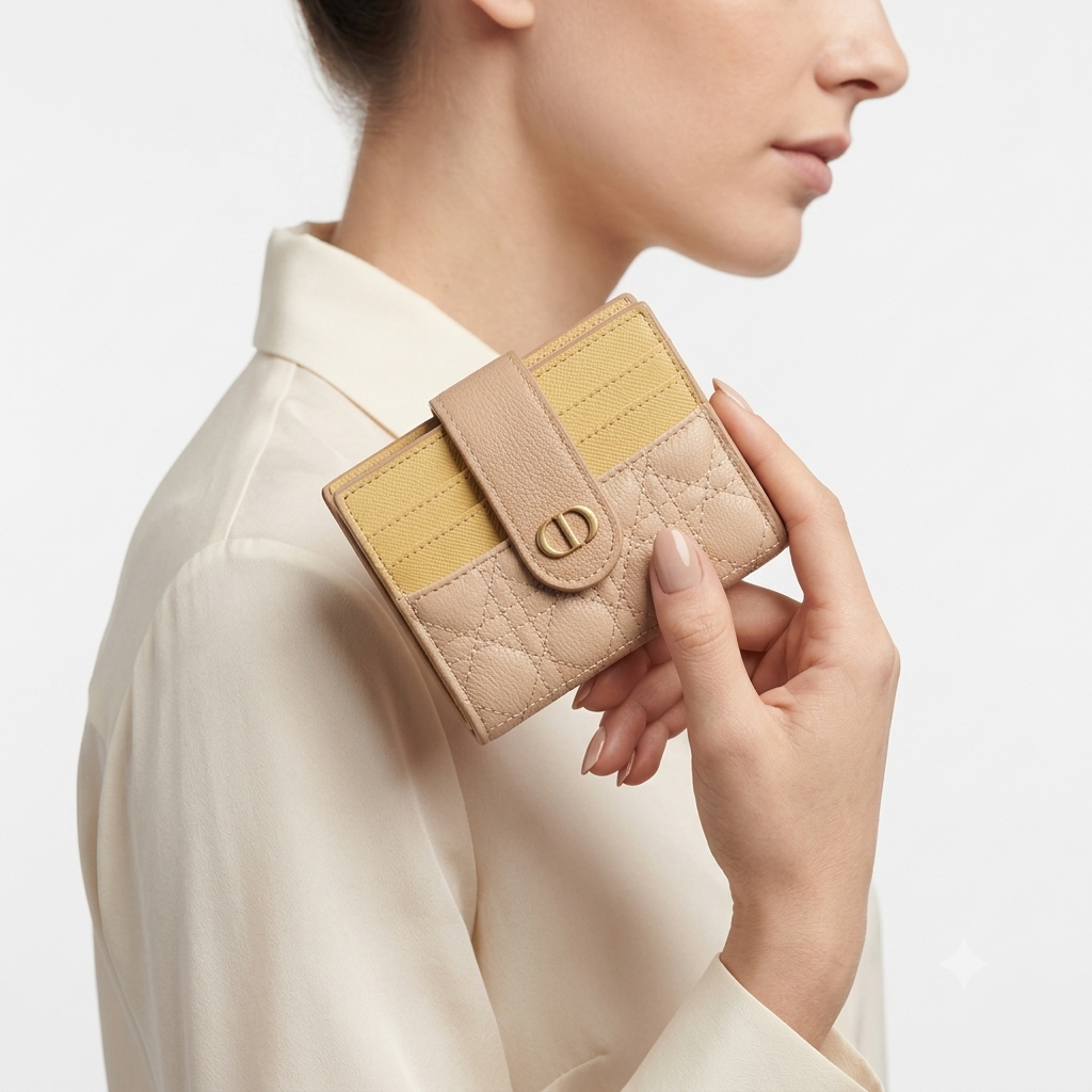 Christian Dior Style Quilted Card Holder Wallet 👛✨