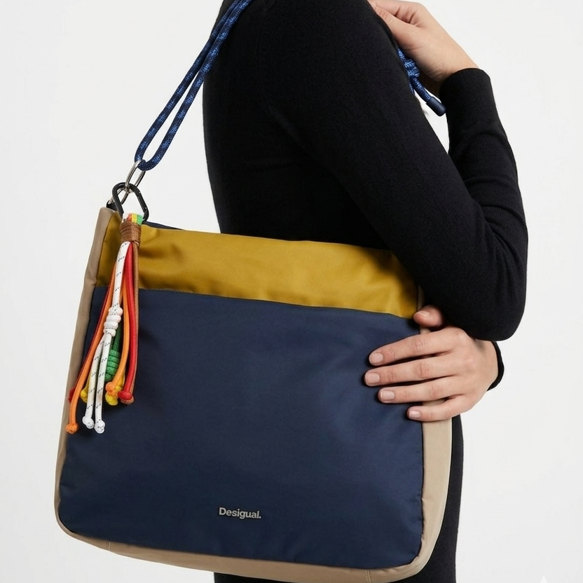 Desigual Urban Trek Nylon Shoulder Bag with Braided Rope Straps 🌈👜✨