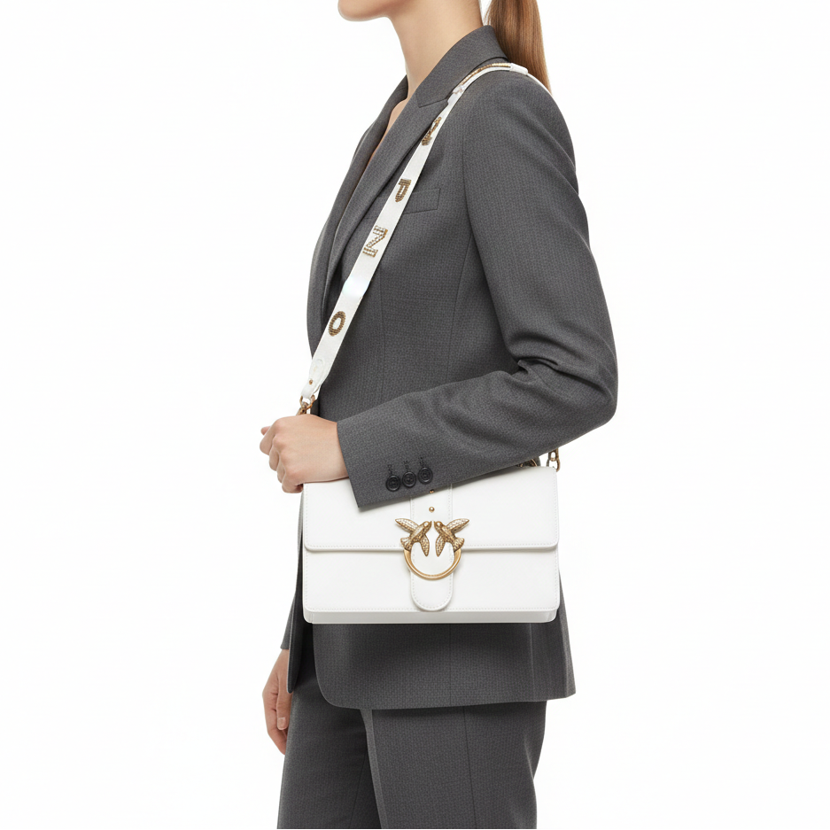Pinko Love Bird White Leather Shoulder Bag 🕊️✨👜