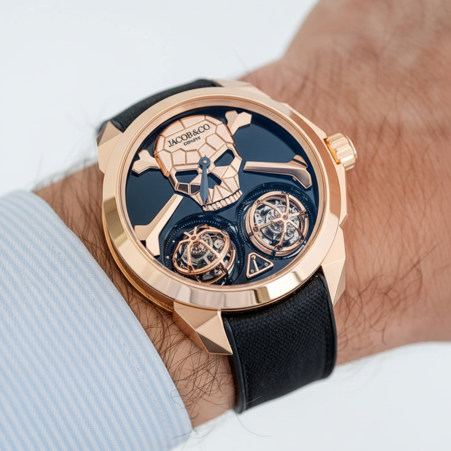 ⌚ Jacob & Co. Rose Gold Skull Double Tourbillon Watch 💀✨
