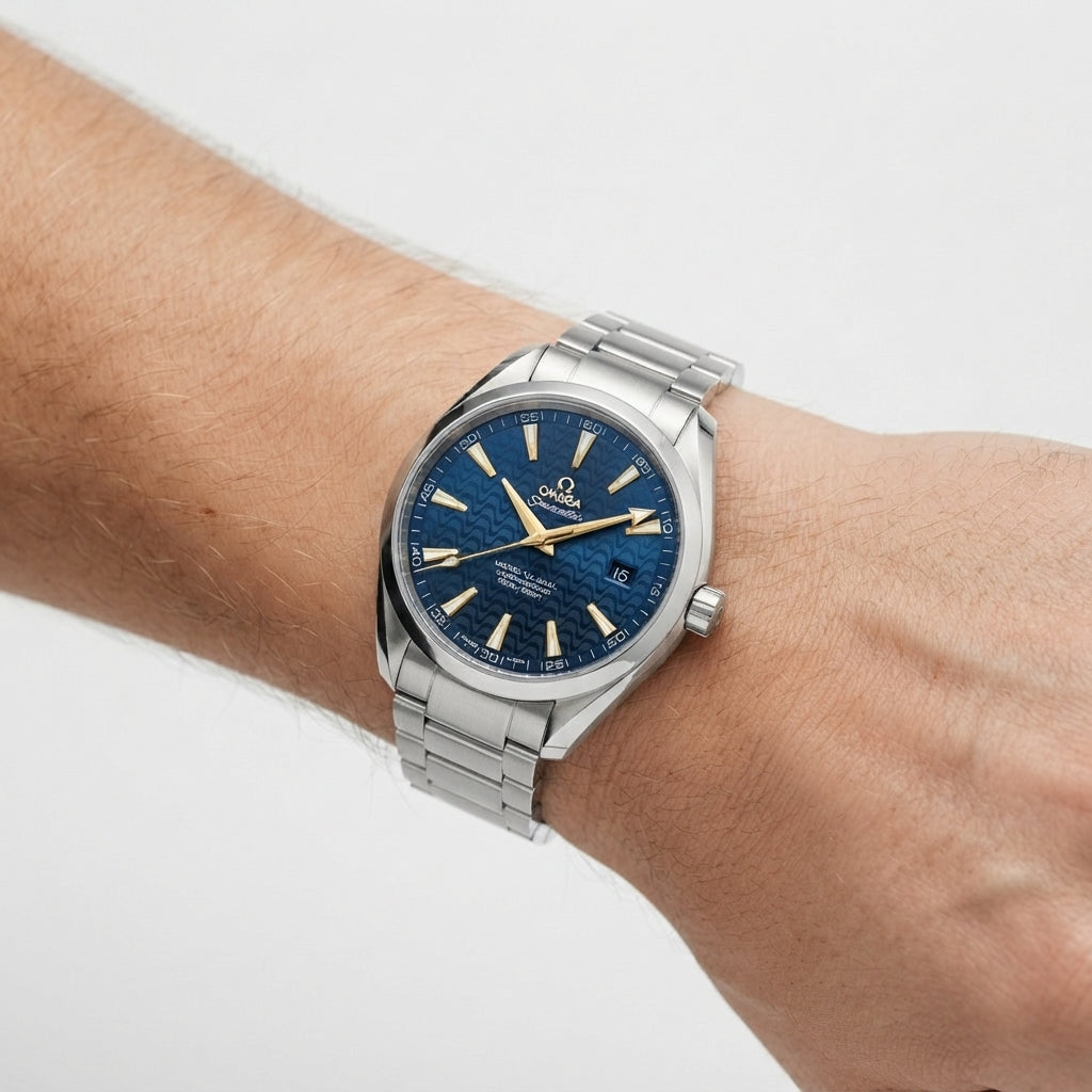 Omega Seamaster Aqua Terra Blue Patterned Dial Steel Watch