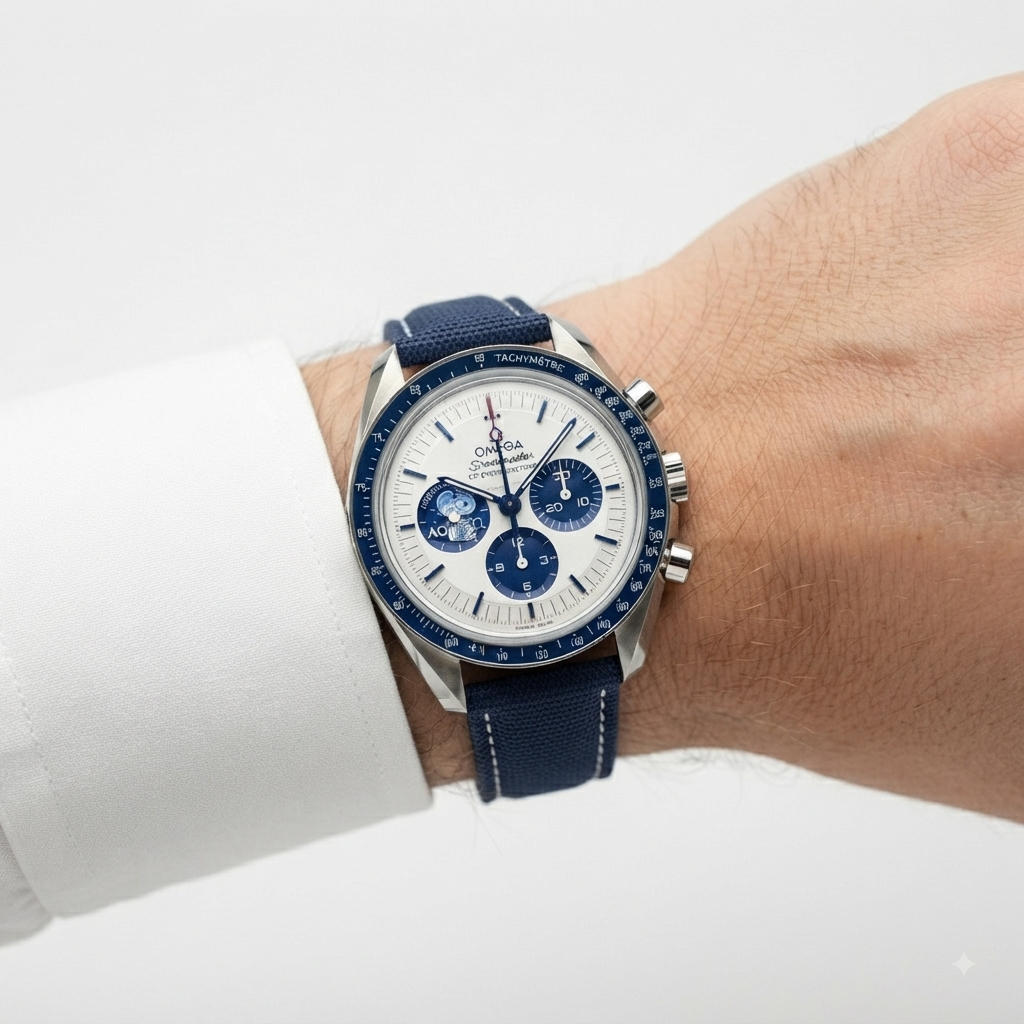 Omega Speedmaster Professional Chronograph with Blue Fabric Strap