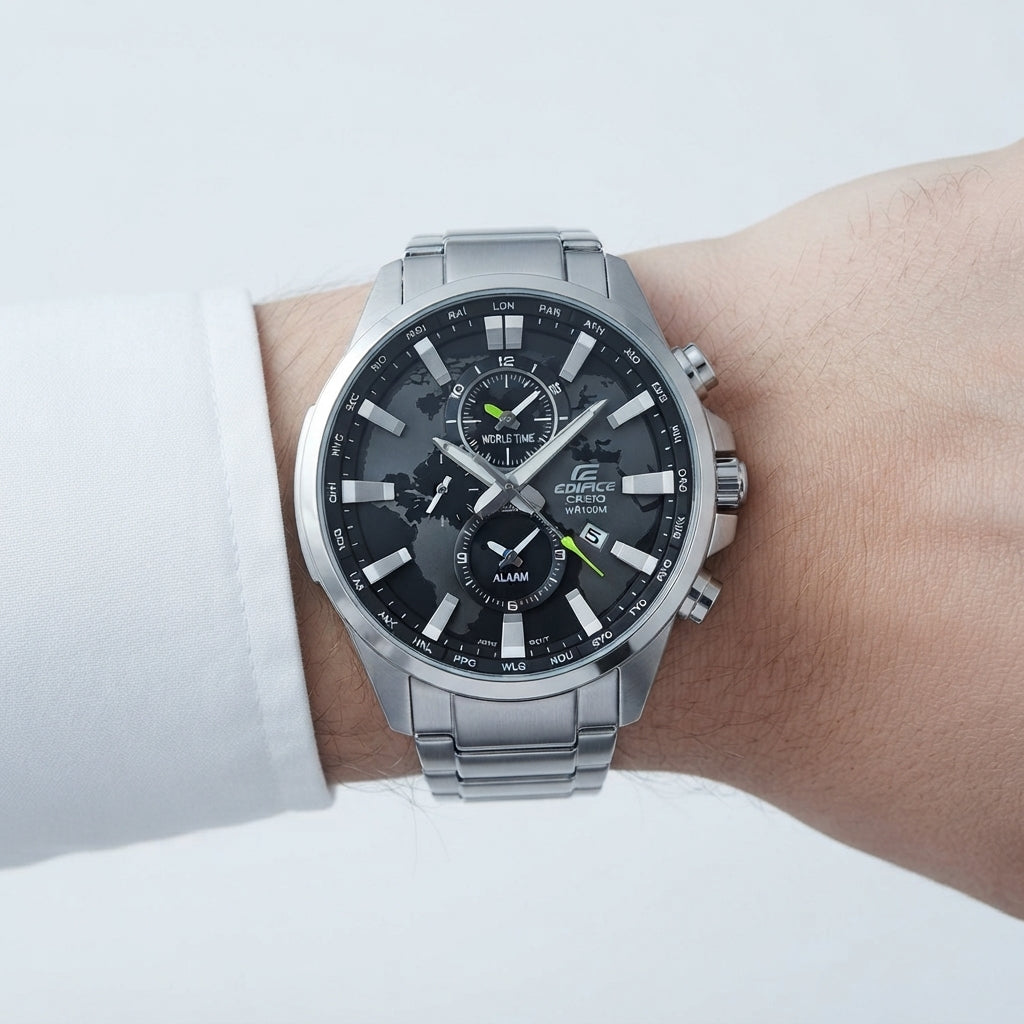 Casio Edifice World Time Stainless Steel Watch