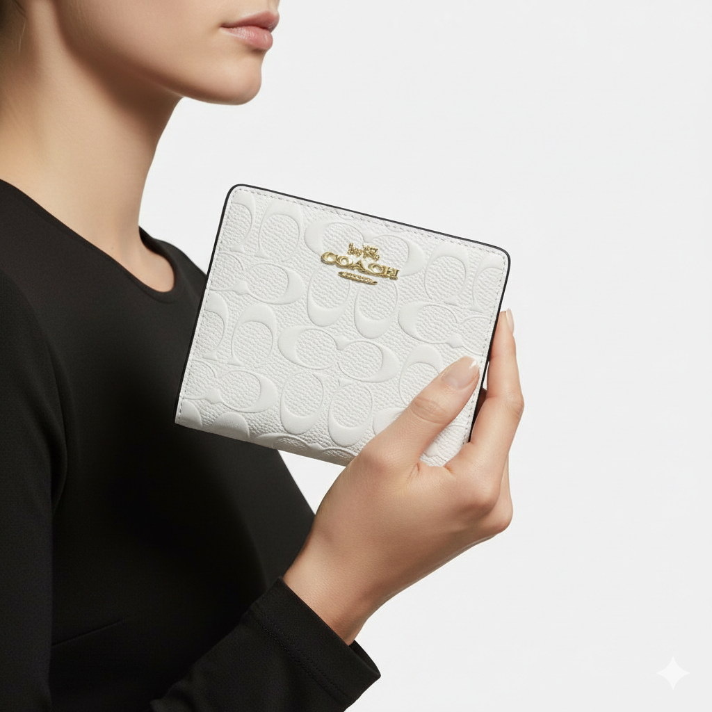 Coach Billfold Wallet in White Signature Embossed Leather 🤍✨👜
