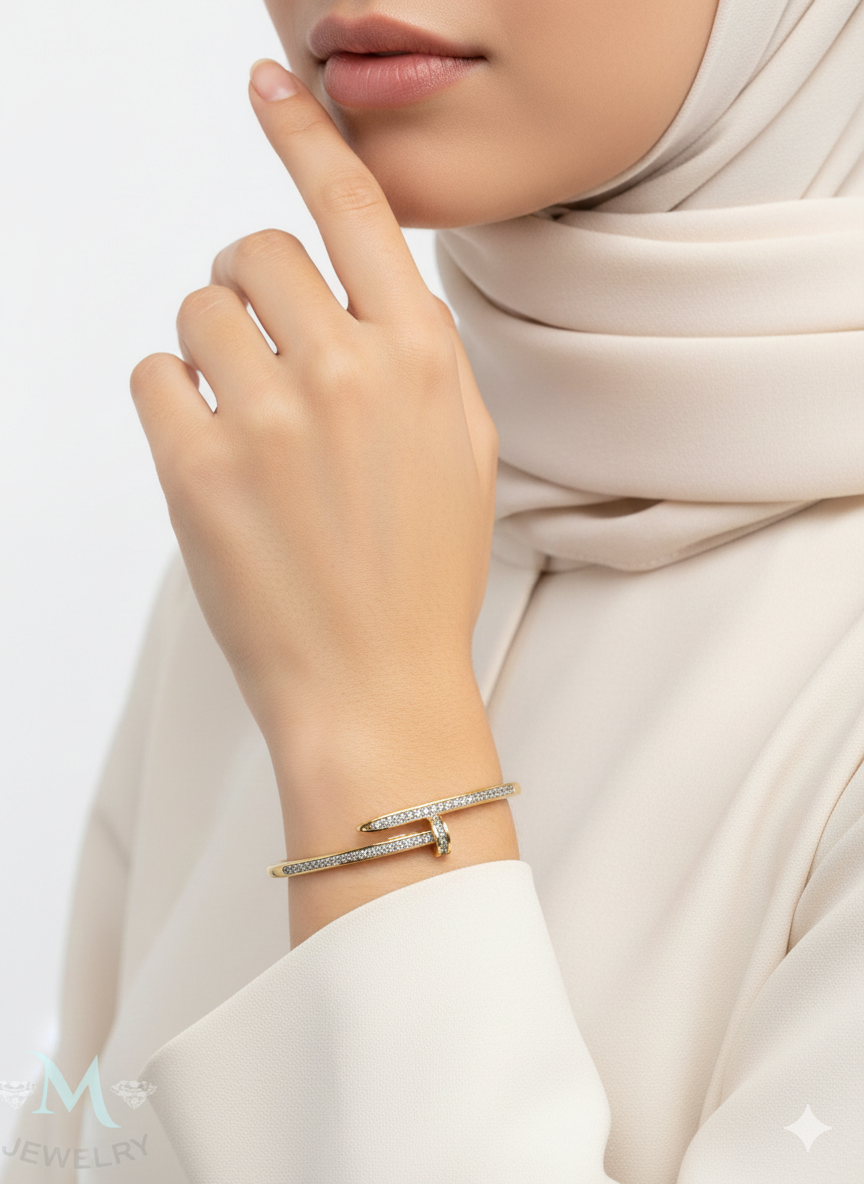 Jewelry Diamond-Accented Nail Bangle ✨💛🔨