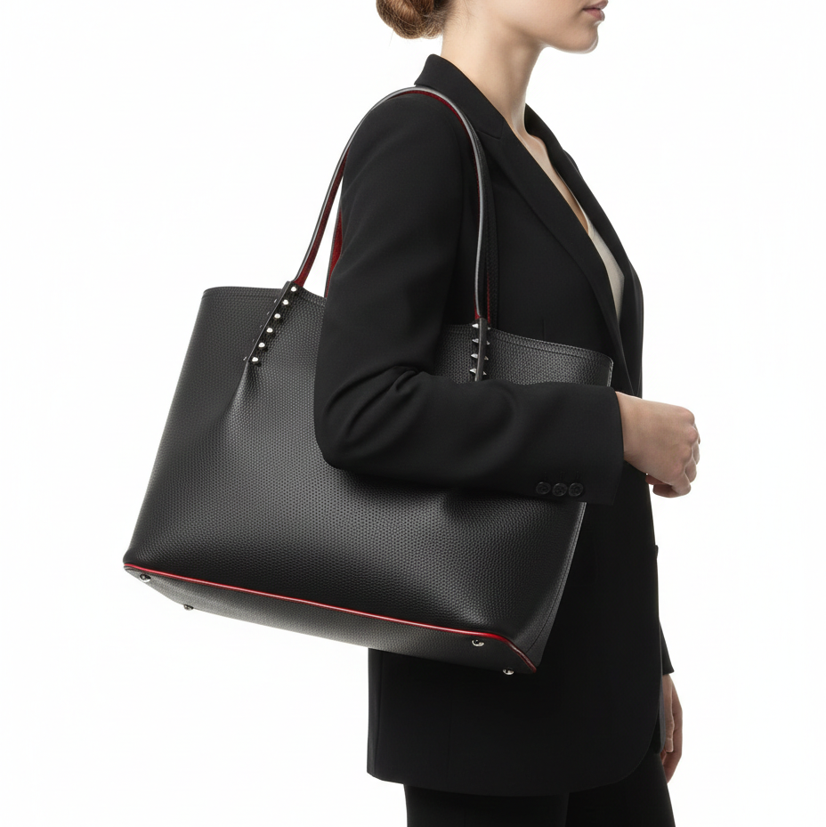 Christian Louboutin Cabata Tote with Iconic Spiked Trim 👜✨❤️