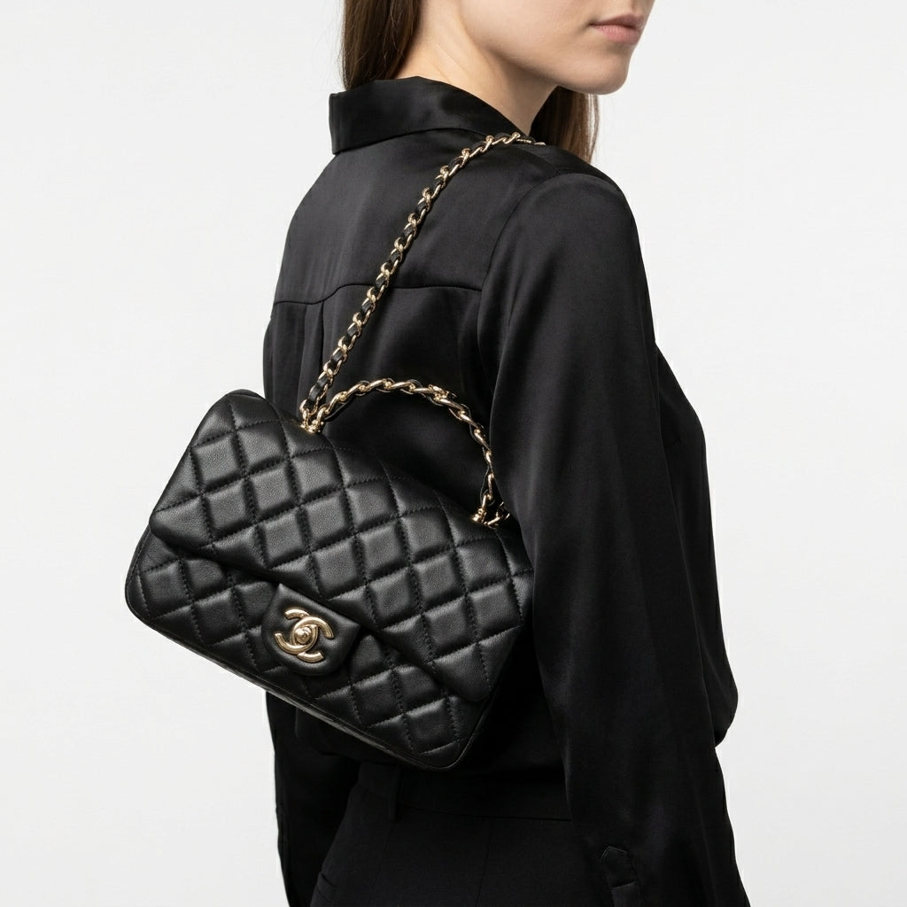 Chanel Quilted Mirror Original Microfiber Handbag
