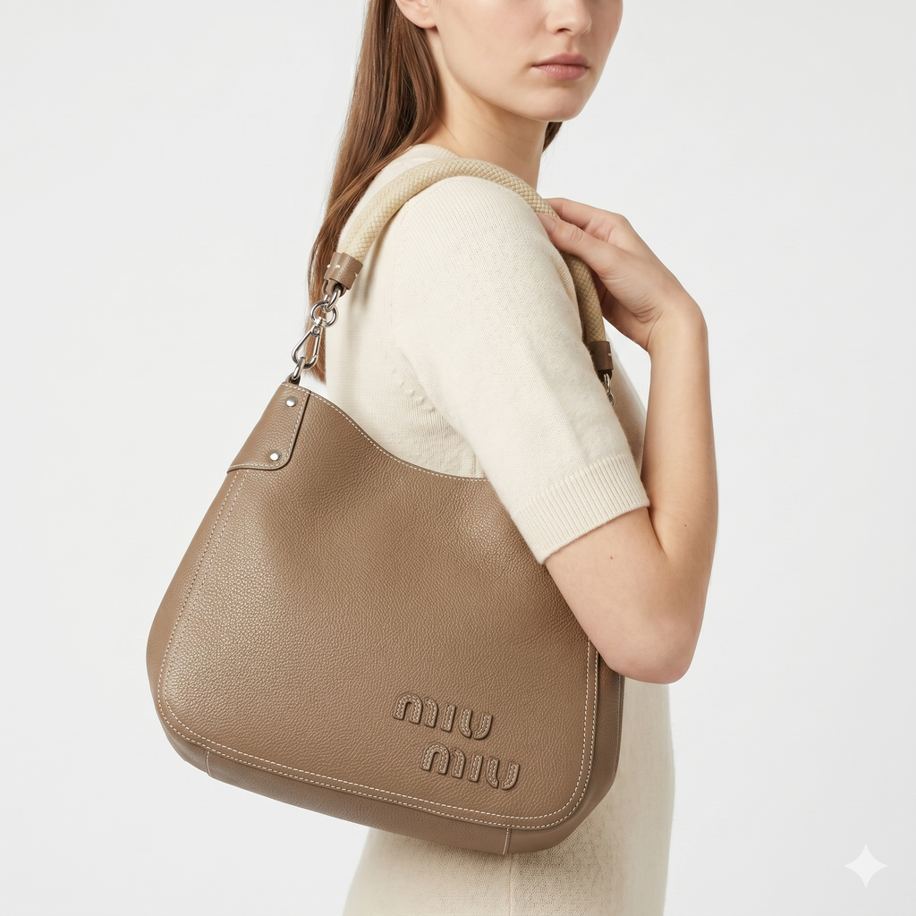 Miu Miu Rope Handle Leather Handbag in Earthy Tones 👜✨