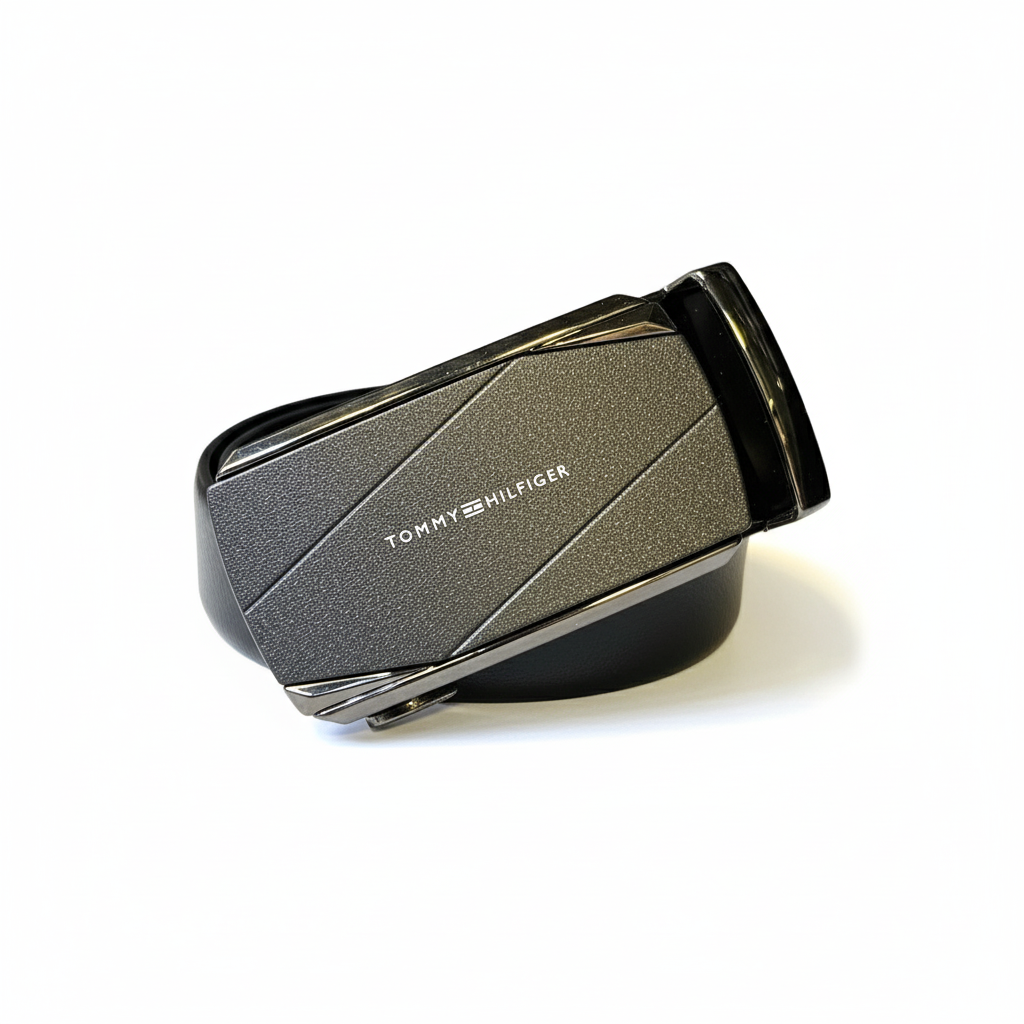 Tommy Hilfiger Men's Black Textured Automatic Belt 🇺🇸⚫️✨