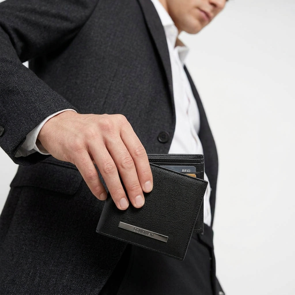 Calvin Klein Mirror Leather Billfold Wallet with RFID Protection