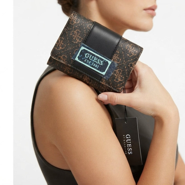Guess Monogram Logo Wallet with Contrast Black Trim
