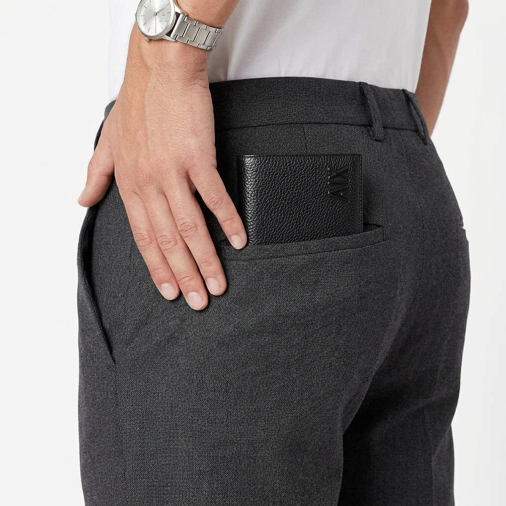 Armani Exchange Pebble Grain Leather Wallet and Card Holder Set