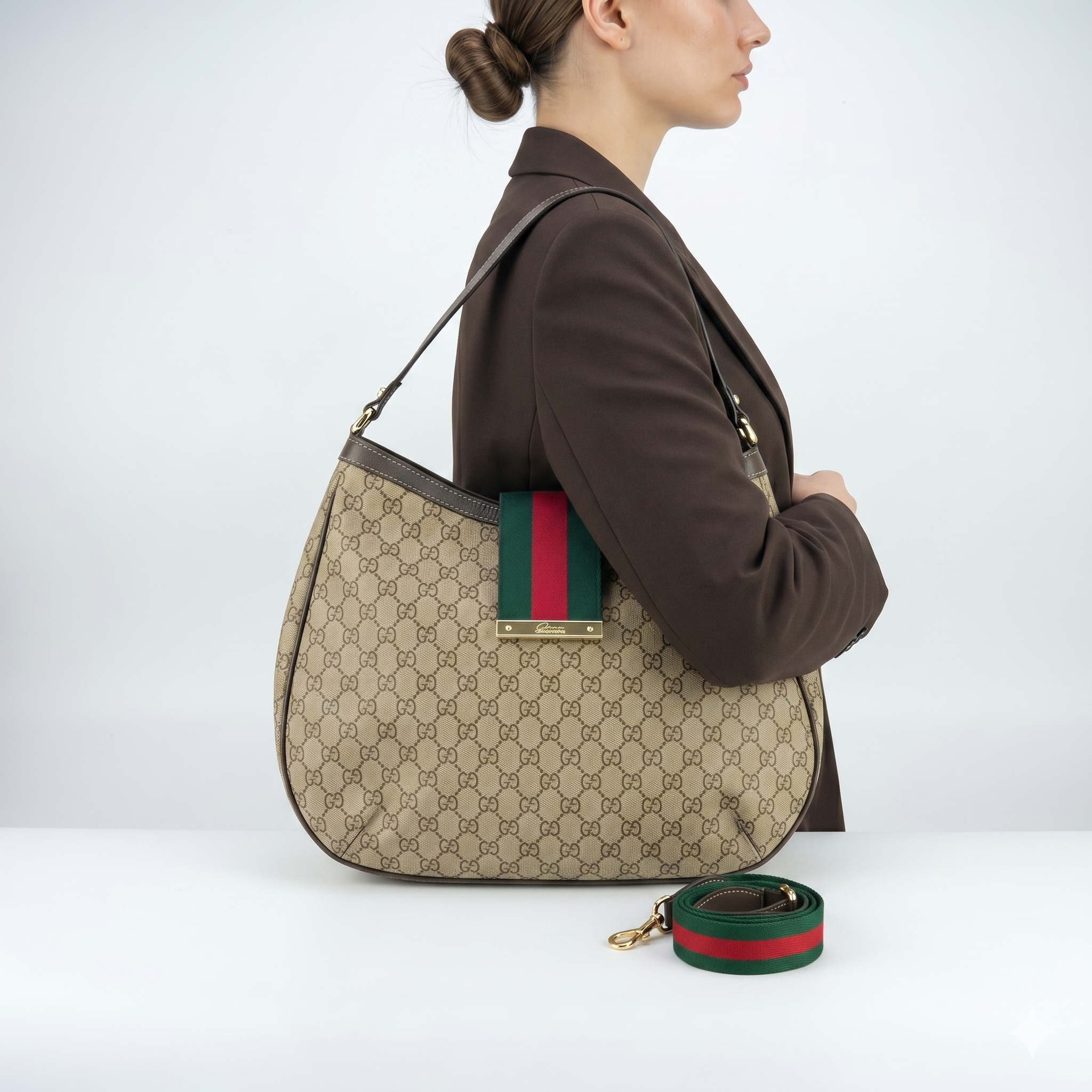 Gucci Monogram Web Stripe Shoulder Bag with Gold Hardware 👜✨