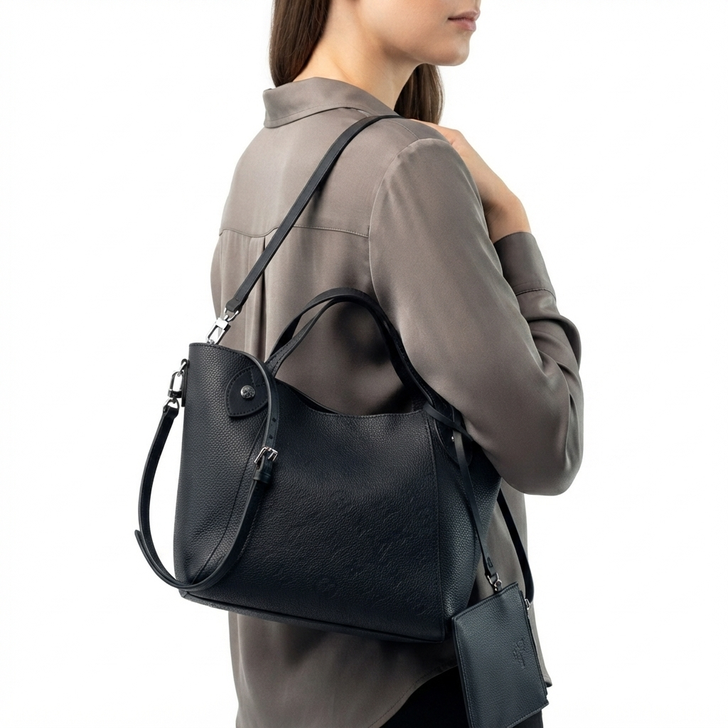 Monogram Pattern Tote Bag with Detachable Pouch