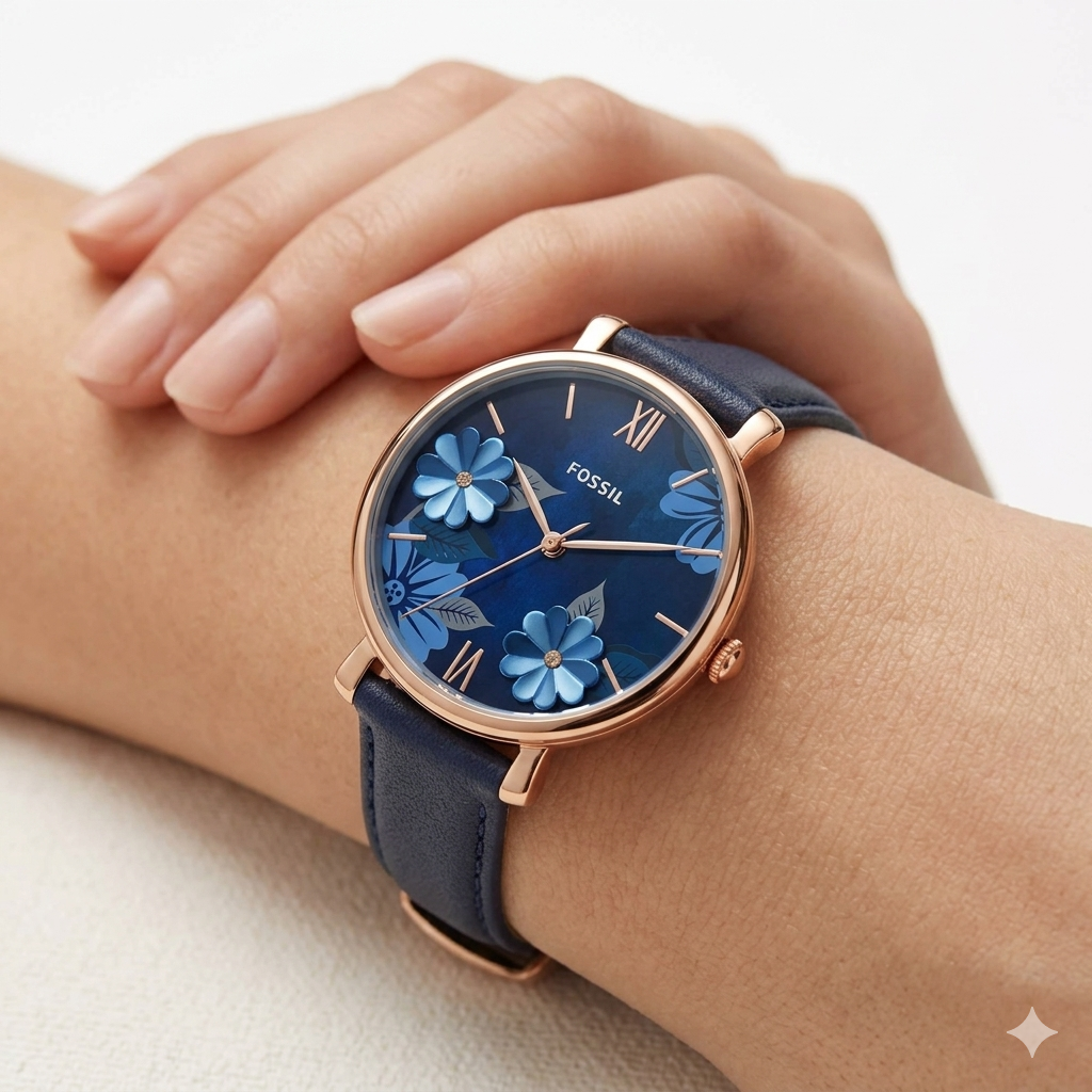 Fossil Women's Rose Gold & Blue Leather Watch 💙⌚️✨