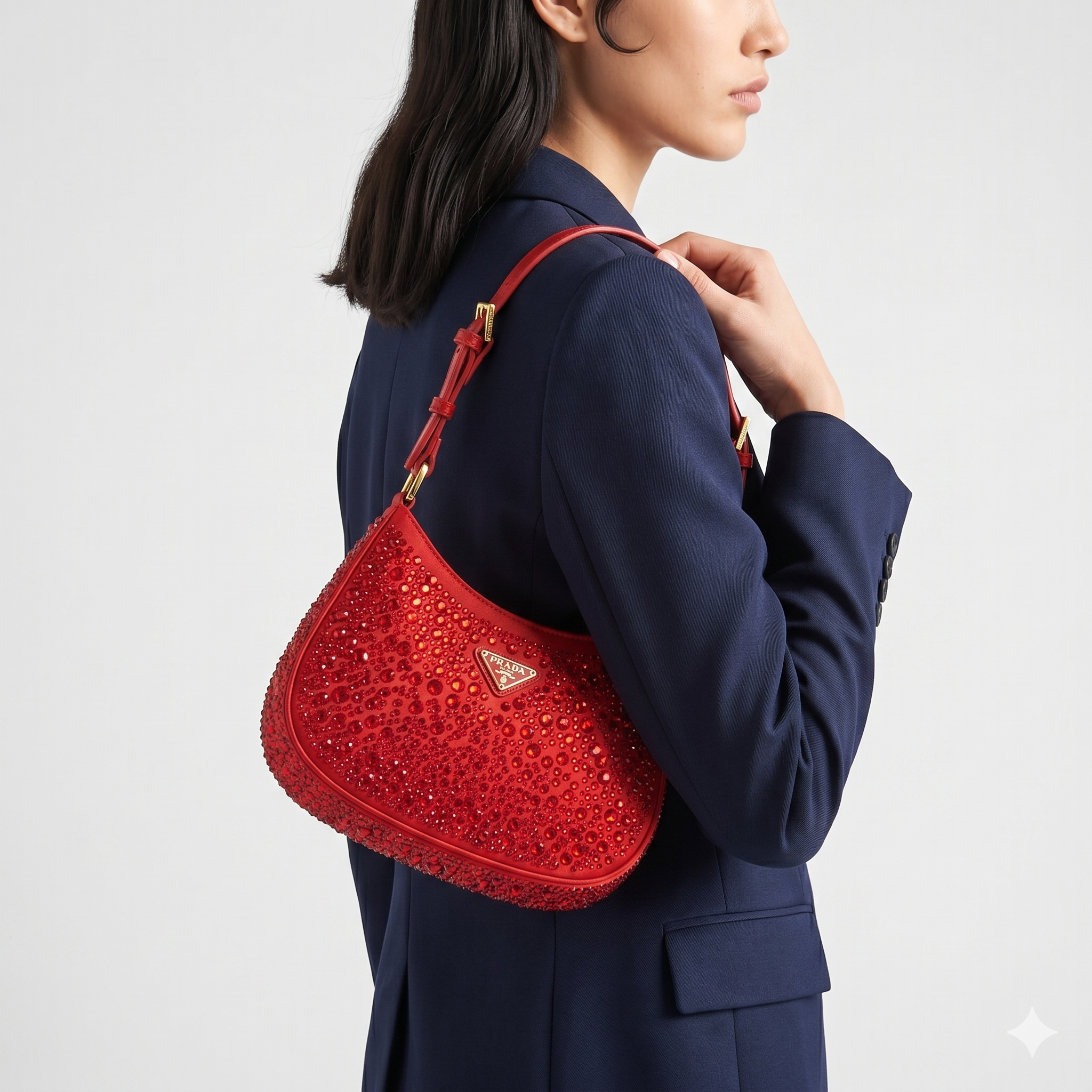 Prada Cleo Crystal Embellished Shoulder Bag in Radiant Red ✨👜