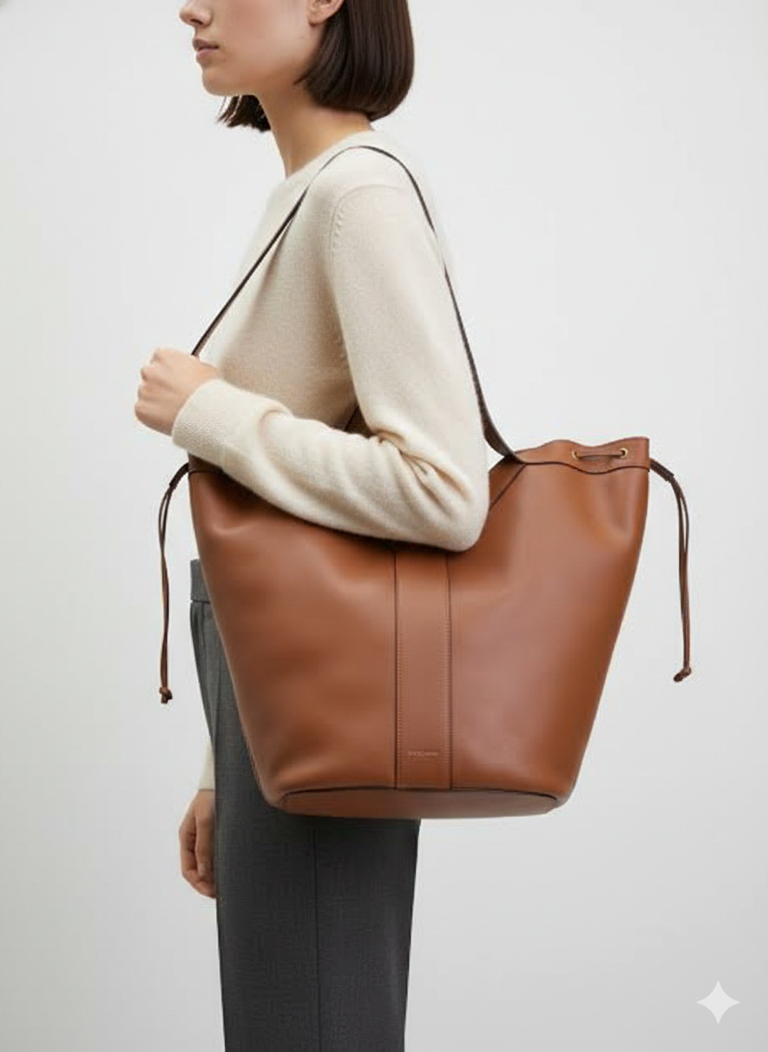 Saint Laurent Le 5 à 7 Large Bea Tote in Cognac Leather 👜✨🍂