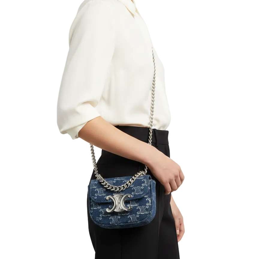 Coach Mini Penn Crescent Bag in Signature Denim Canvas 👜💙✨