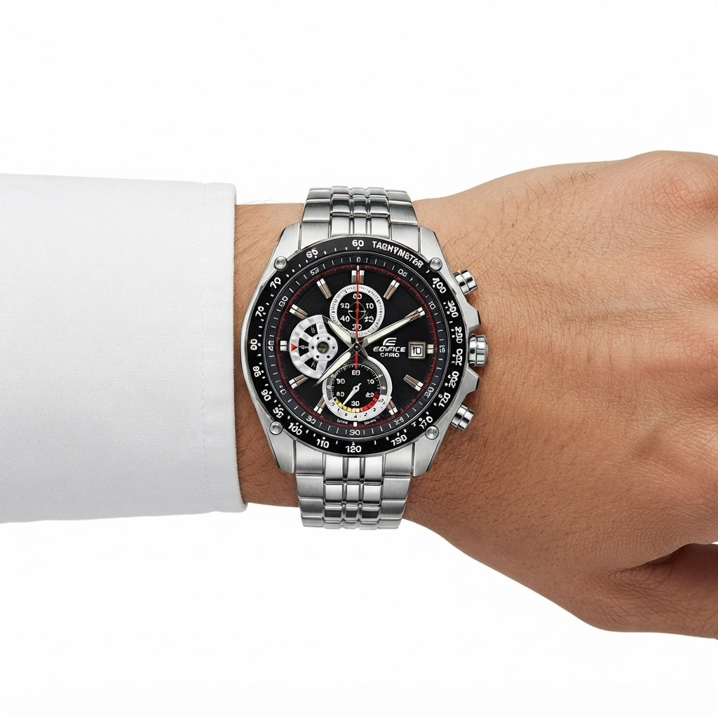 Casio Edifice Stainless Steel Chronograph Watch with Tachymeter