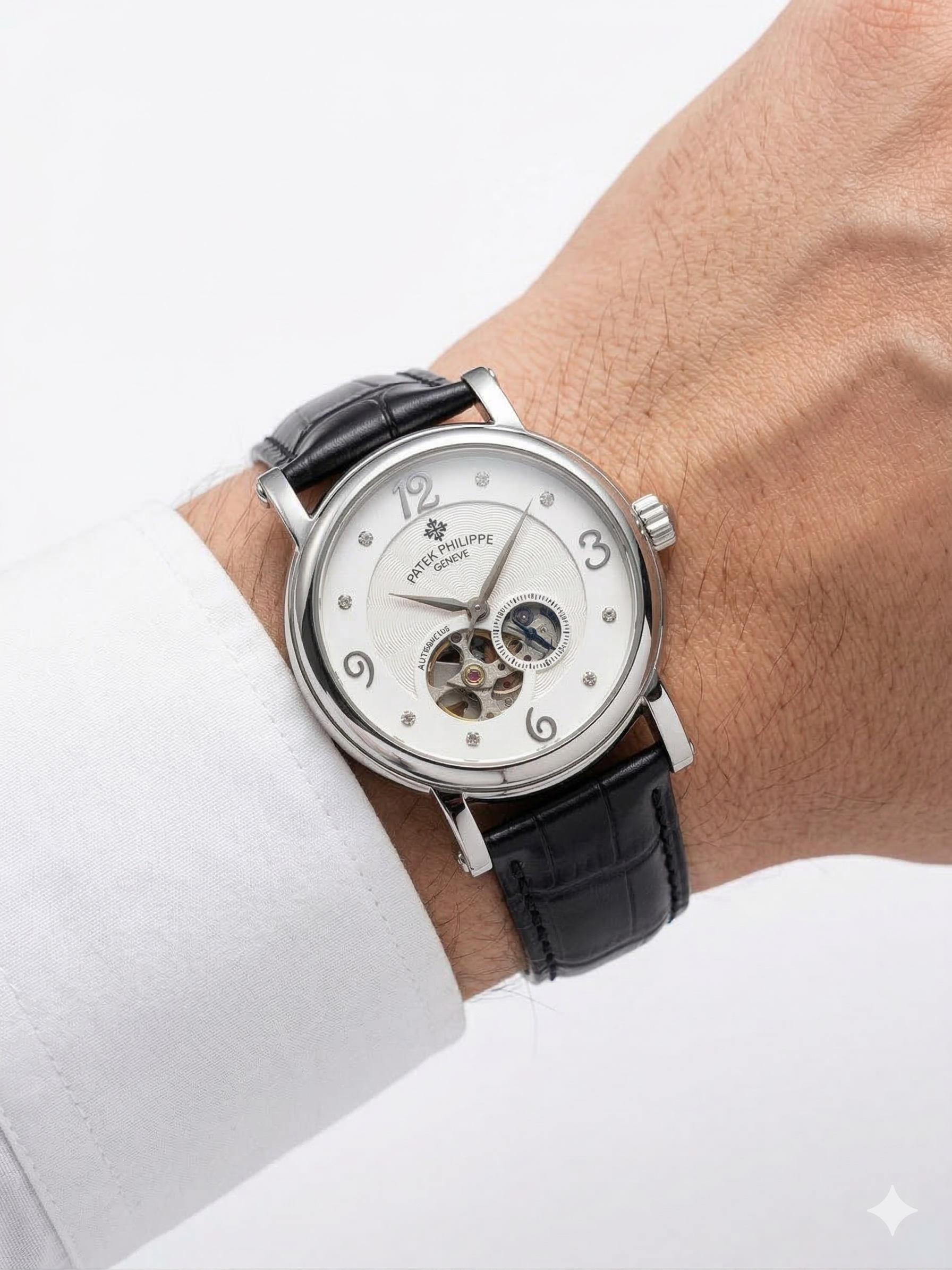 Patek Philippe Automatic Open-Heart Luxury Watch with Leather Strap ⌚✨💎