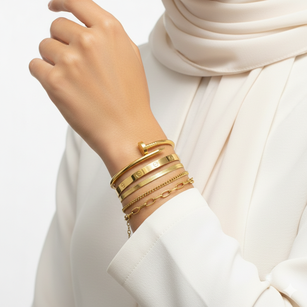 Cartier Gold Bracelet Stack with Juste un Clou Feature 👑✨💎