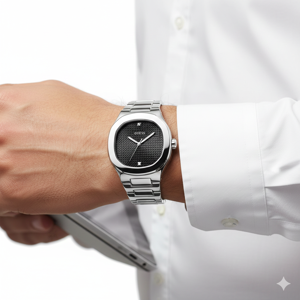 GUESS Diamond Accented Textured Dial Watch ⌚️✨💎