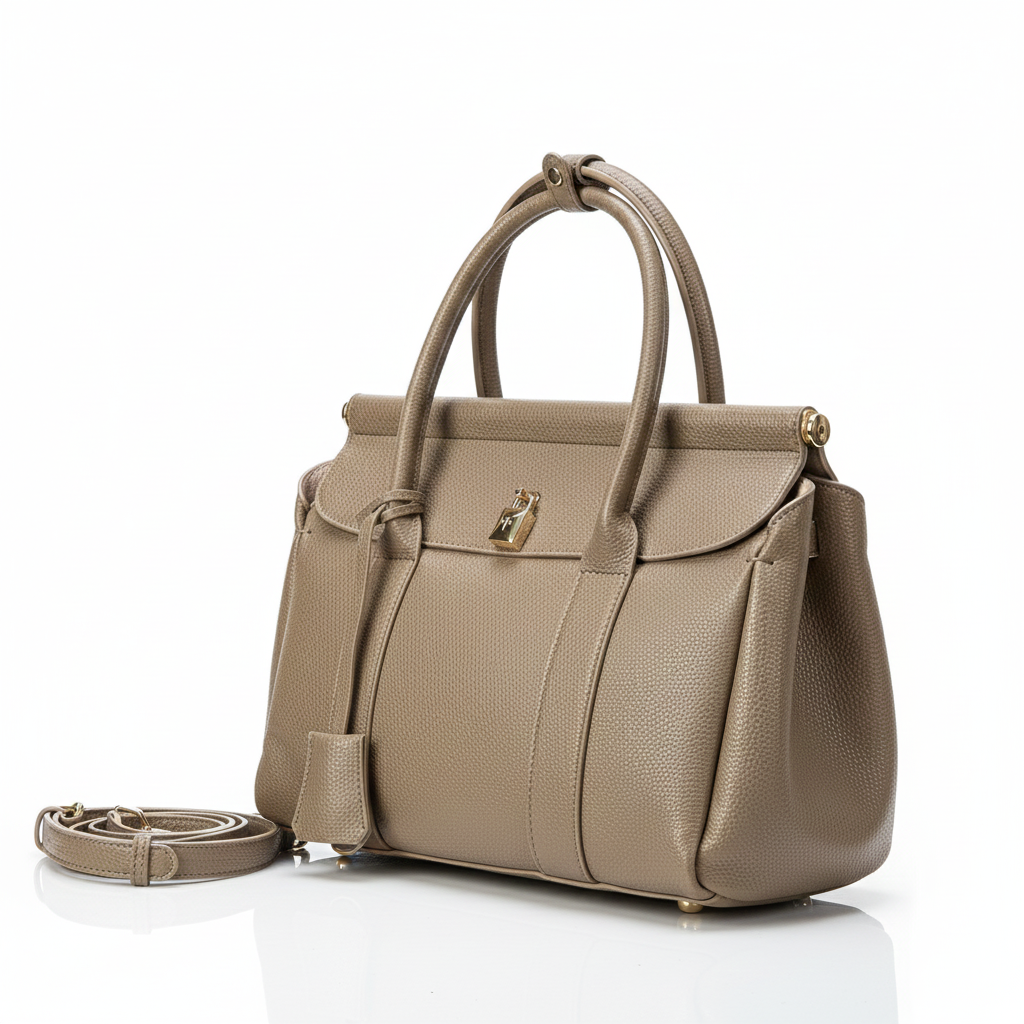 Luxurious Pebbled Leather Satchel Handbag with Padlock Detail 👜🔒✨