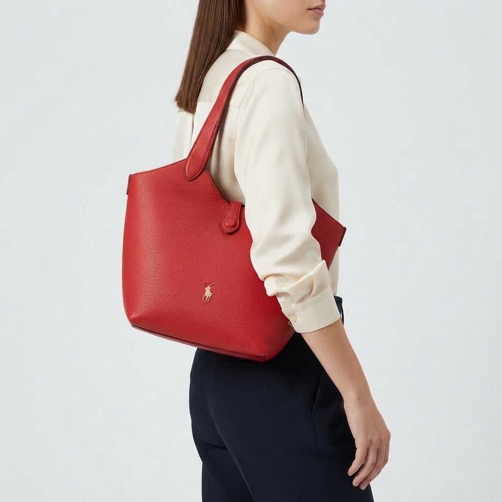 Polo Ralph Lauren Red Soft Leather Crossbody Handbag